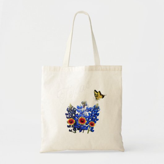 Texas Wildflower Butterfly Home State Bluebonnet G Tote Bag (Voorkant)