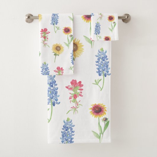Texas Wildflower Pattern Bad Handdoek (Insitu)