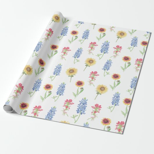 Texas Wildflower Pattern Cadeaupapier (Uitgerold)