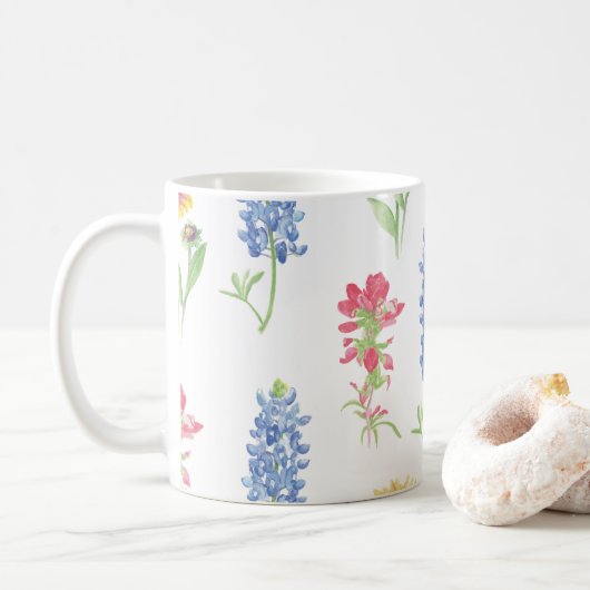 Texas Wildflower Pattern Koffiemok (Met donut)