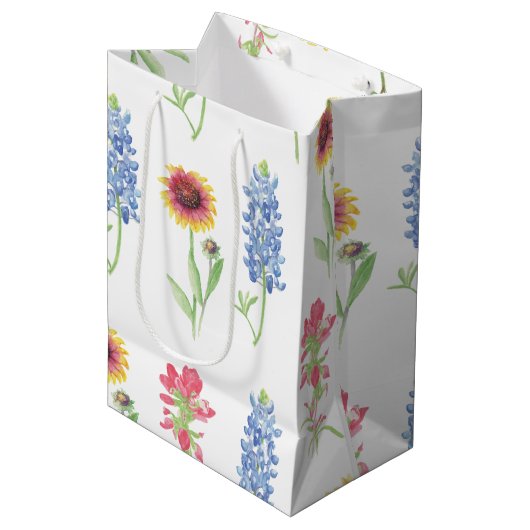 Texas Wildflower Pattern Medium Cadeauzakje (Voorkant Gekanteld)