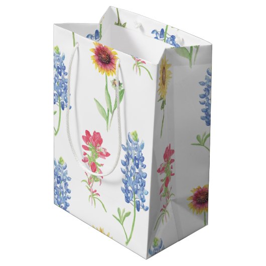 Texas Wildflower Pattern Medium Cadeauzakje (Achterkant Gekanteld)