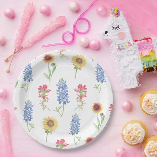 Texas Wildflower Pattern Papieren Bordje (Feest)
