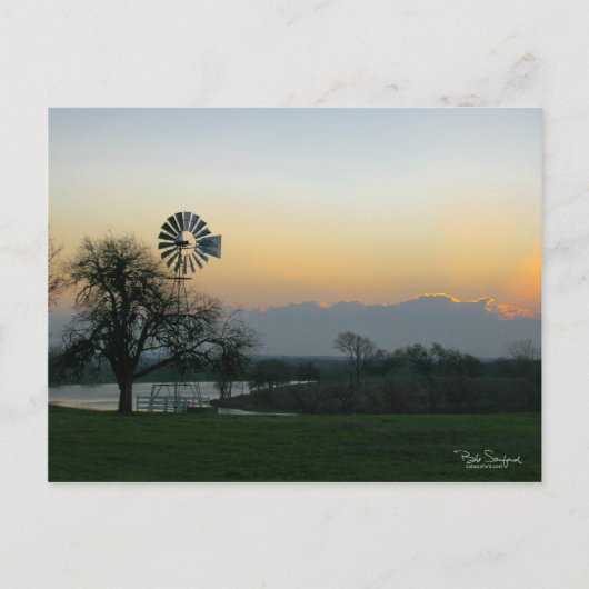 TEXAS-windmolen bij zonsondergang Briefkaart (Voorkant)