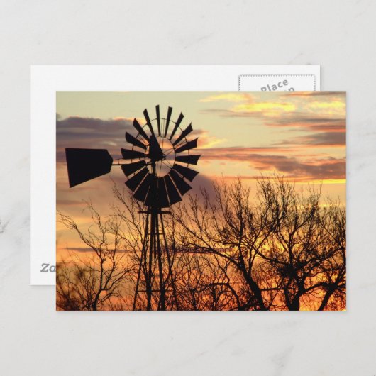 Texas windmolenzonsonderstel briefkaart (Voorkant / Achterkant)
