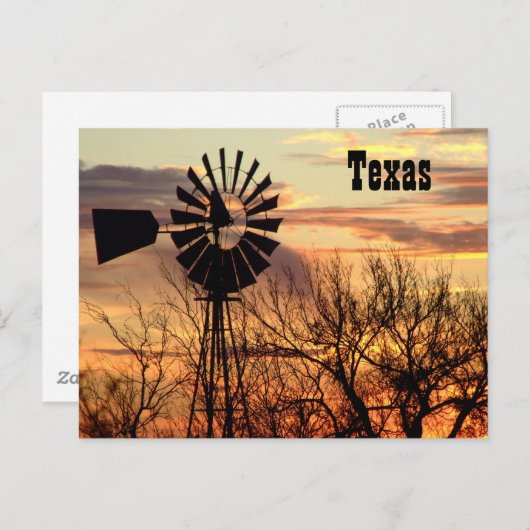 Texas windmolenzonsonderstel briefkaart (Voorkant / Achterkant)