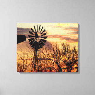 Texas windmolenzonsonderstel canvas afdruk