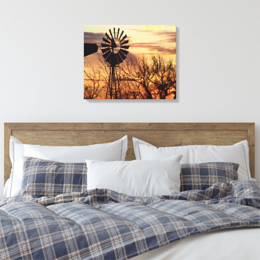 Texas windmolenzonsonderstel canvas afdruk (Insitu (Slaapkamer))