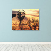 Texas windmolenzonsonderstel canvas afdruk (Insitu (Houten vloer))