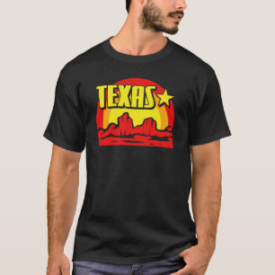 Texas Woestijn Bergen Retro Vintage Zonsondergang T-shirt