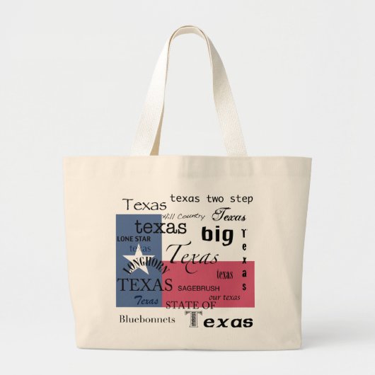 Texas Word-Cloud-met Texas Flag Grote Tote Bag (Voorkant)