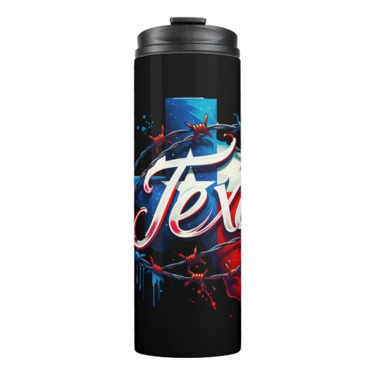 Texas Wrapped met prikkeldraad Thermische Tumbler Thermosbeker (Voorkant)