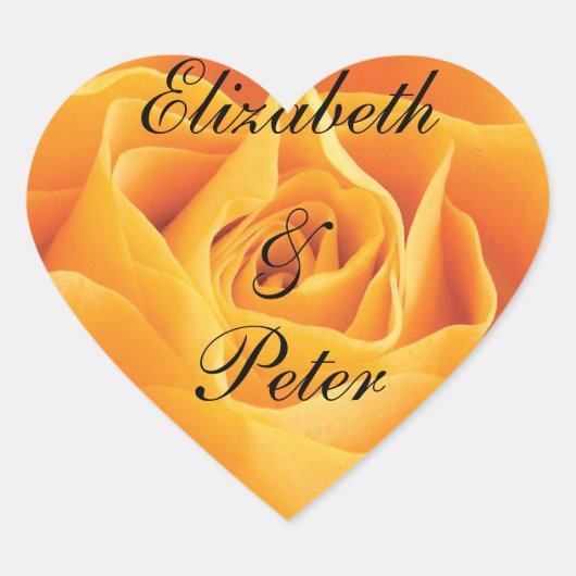 Texas Yellow Rose Personalized Wedding Hart Sticker (Voorkant)