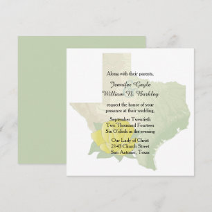 Texas Yellow Rose Wedding Invitation 2 Kaart