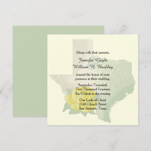 Texas Yellow Rose Wedding Invitation Kaart