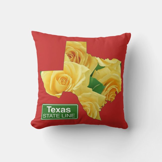 Texas Yellow Roses en State Line teken ELKE KLEUR Kussen (Voorkant)