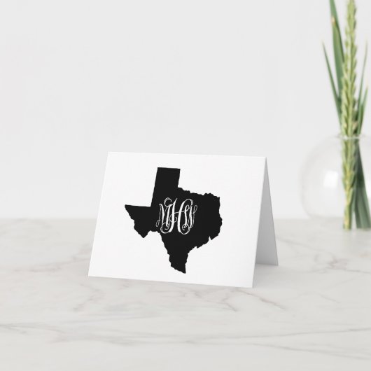 Texas Zwart Wit 3 Init Vine Monogram DIY BG Bedankkaart (Voorkant)