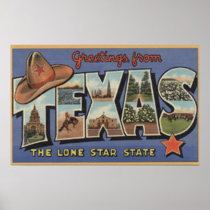 TexasGreetings van de Lone Star-staat Poster