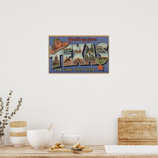 TexasGreetings van de Lone Star-staat Poster (Keuken)