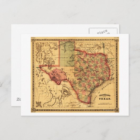 TexasPanoramic Map Briefkaart (Voorkant / Achterkant)