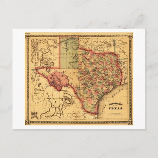 TexasPanoramic Map Briefkaart (Voorkant)