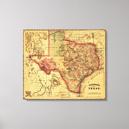 TexasPanoramic Map Canvas Afdruk (Voorkant)