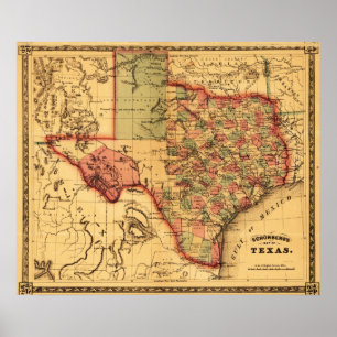 TexasPanoramic Map Poster
