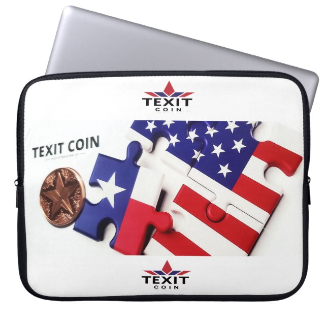 "TeXit Coin 15" Puzzle Piece and Logo  Laptop Sleeve (Voorkant)
