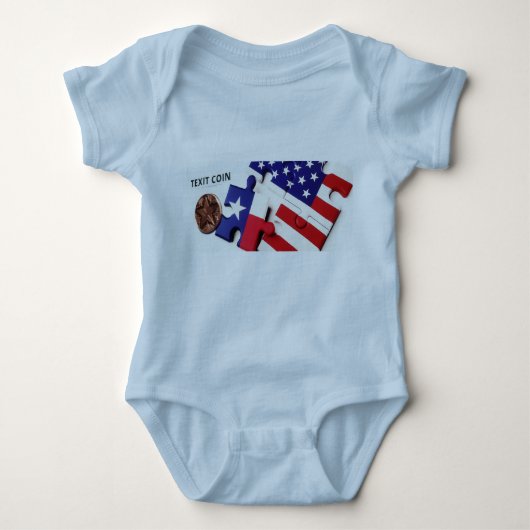 TeXit Coin Baby Blauw Romper (Voorkant)