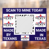 TeXit Coin Cobalt QR Code met TeXit Coin logo Raamsticker (Vel 2)