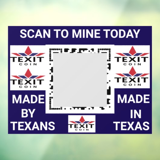TeXit Coin Cobalt QR Code met TeXit Coin logo Raamsticker (Vel 3)