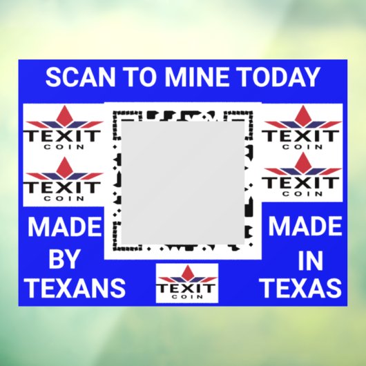 TeXit Coin Cobalt QR Code met TeXit Coin logo Raamsticker (Vel 3)
