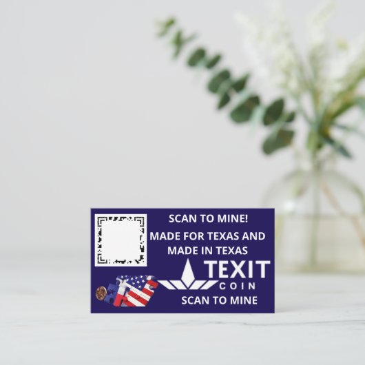 TeXit Coin Donkerblauw QR-code Visitekaartje (Staand voorkant)