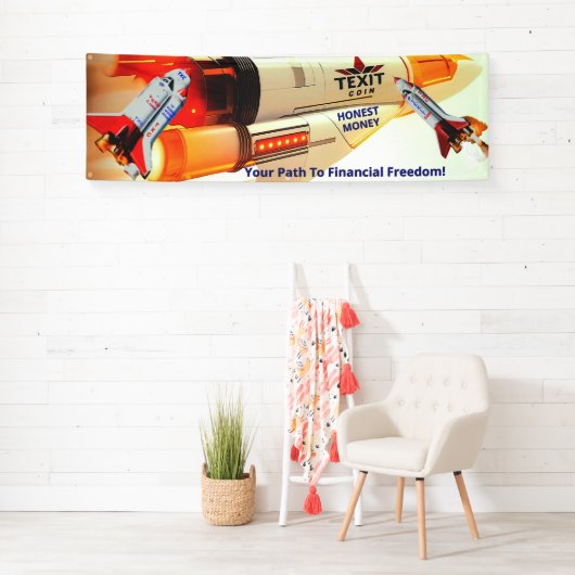 Texit Coin Honest Money Rocket 2.5' x 8'   Spandoek (Insitu)
