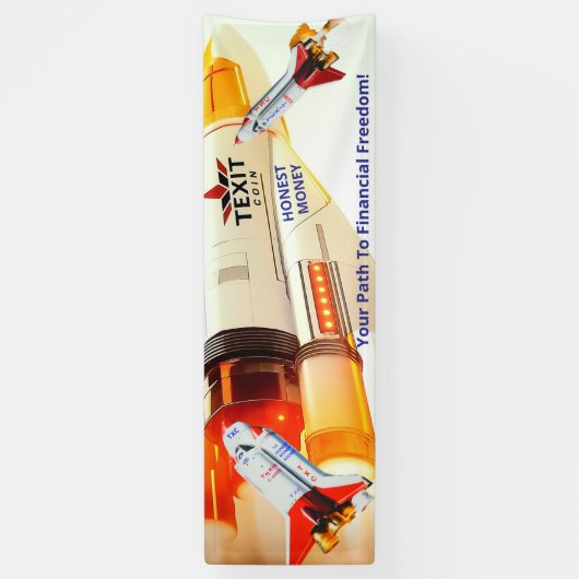 Texit Coin Honest Money Rocket 2.5' x 8' Spandoek (Verticaal)