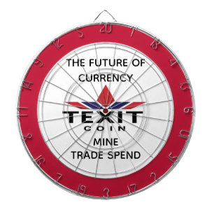 Texit Coin Metal Cage met Logo en Slogan Dartbord