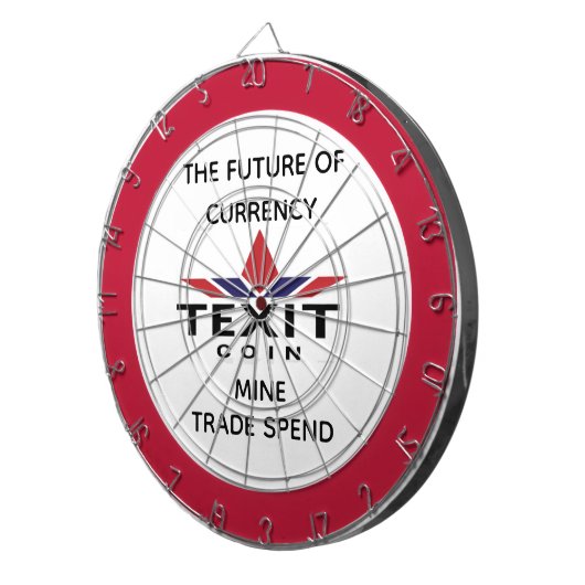 Texit Coin Metal Cage met Logo en Slogan Dartbord (Voorkant Rechts)