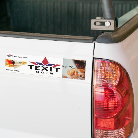 TeXit Coin Mine TXC en Mis de rit niet Bumpersticker (Op Truck)