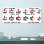 Texit Coin Officiële Logo Getiteld op Wit Spandoek (Beurs)