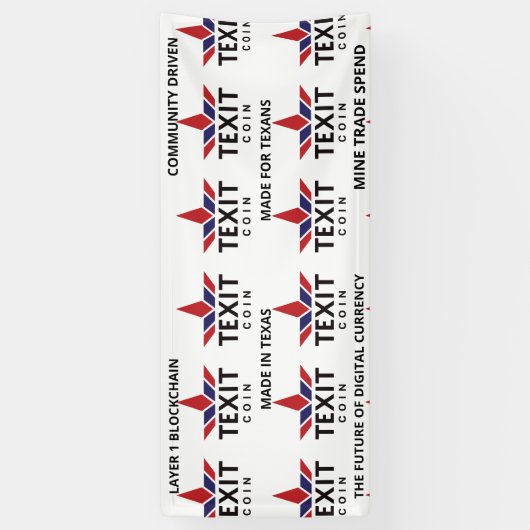 Texit Coin Officiële Logo Getiteld op Wit Spandoek (Verticaal)