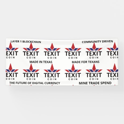Texit Coin Officiële Logo Getiteld op Wit Spandoek (Horizontaal)