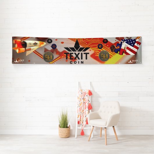 Texit Coin Officiële LOGO met Raketschip Spandoek (Insitu)