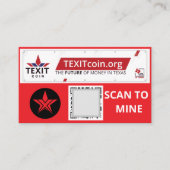 TEXIT COIN OFFICIËLE LOGO QR GECODEERDE RODE ACHTE VISITEKAARTJE (Voorkant)