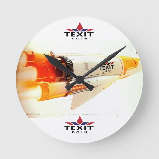 TeXit Coin Rocket Ship met logo Ronde Klok (Voorkant)