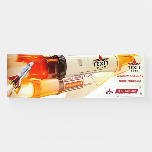 TexitCoin Eerlijk Geld Raket Vinyl Spandoek (Horizontaal)