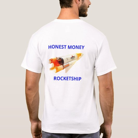 TEXITCOIN ROCKETSHIP ON WHITE FRONT AND BACK T-SHIRT (Achterkant)