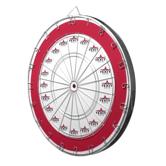 TexitCoin Rood en Wit met Texit Logo Dartbord (Voorkant Rechts)