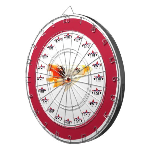 TexitCoin Rood en Wit met Texit Logo/RocketShip Dartbord (Voorkant Rechts)