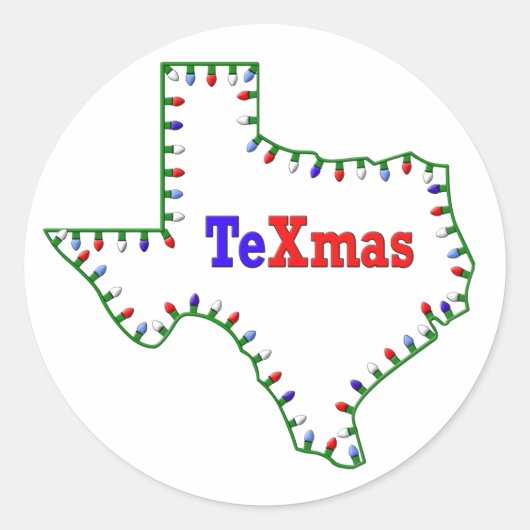 TeXmas lampjes Ronde Sticker (Voorkant)