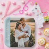 text and photo custom personalized party blue  papieren bordje (Feest)